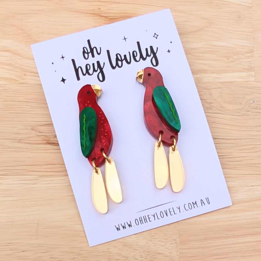 'King Parrot' Dangle Earrings