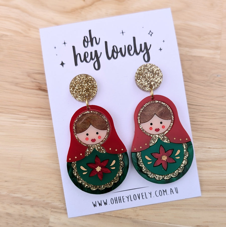 'Festive Matryoshka' Dangle Earrings