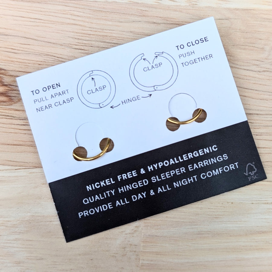 Gold Sleeper Hoop Earrings - Choose your size
