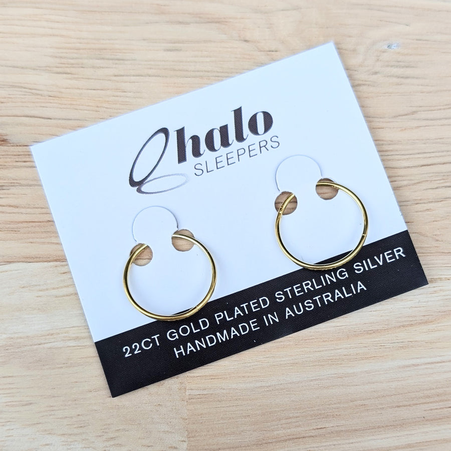 Gold Sleeper Hoop Earrings - Choose your size