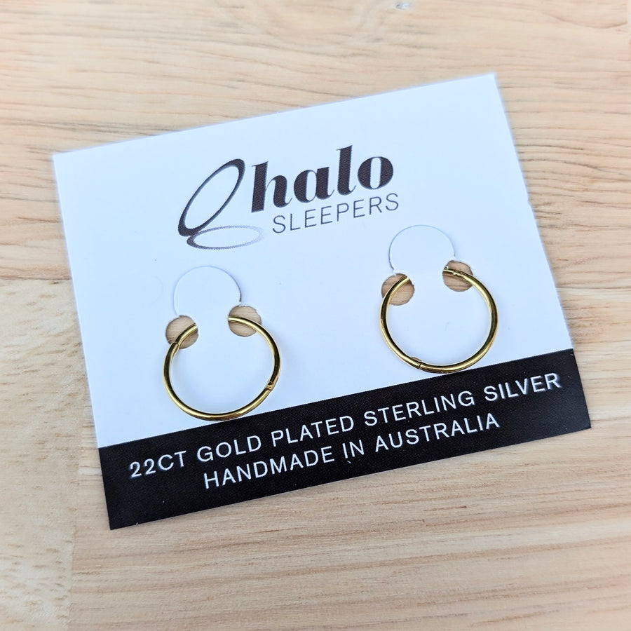 Gold Sleeper Hoop Earrings - Choose your size