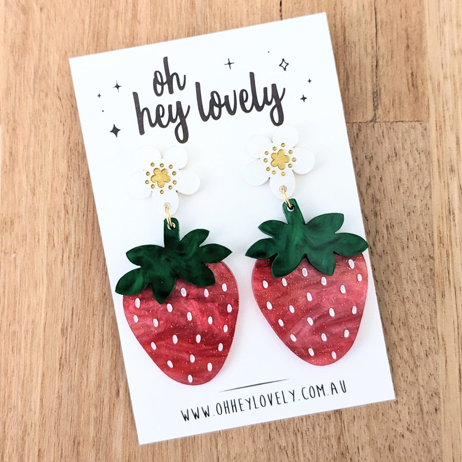 Clay strawberry earrings discount