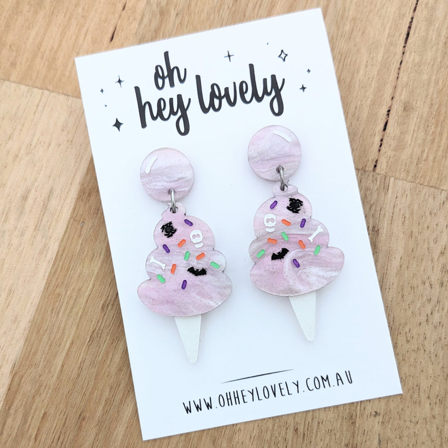 'Cotton Candy with Death Sprinkles' Dangle Earrings