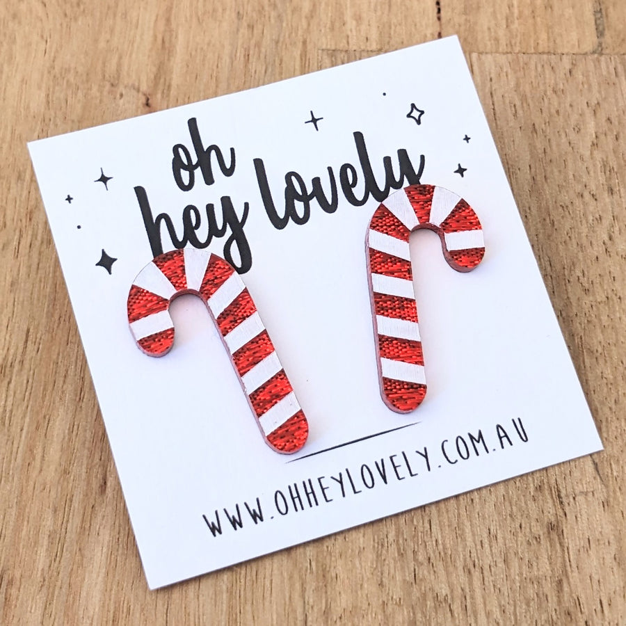 'Candy Cane - Traditional' Statement Stud Earrings