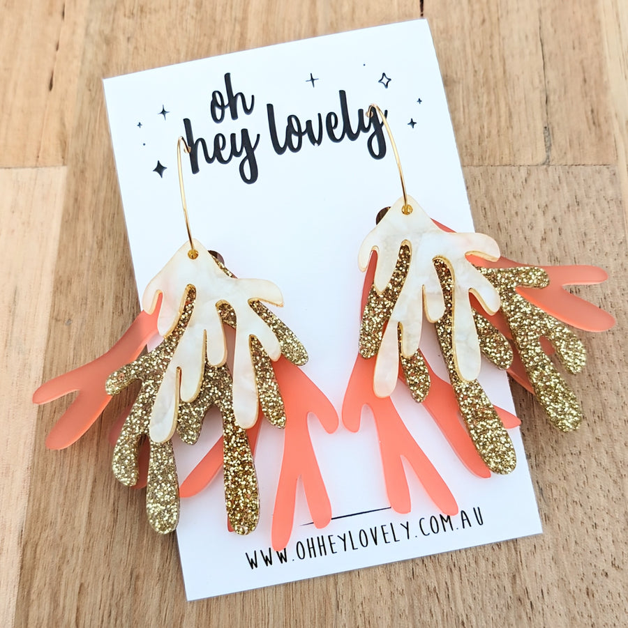 'Seaside Coral' Dangle Earrings