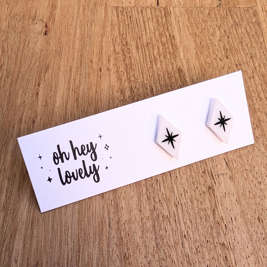 'Starburst - White' Mini Stud Earrings