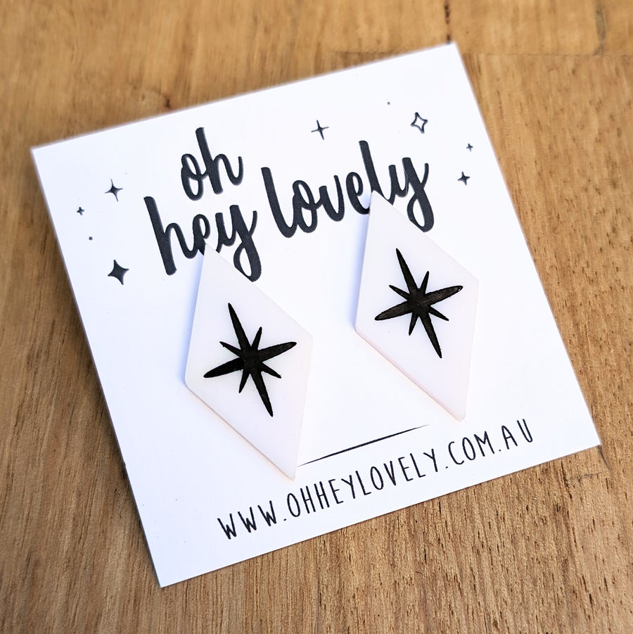 'Starburst - White' Statement Stud Earrings