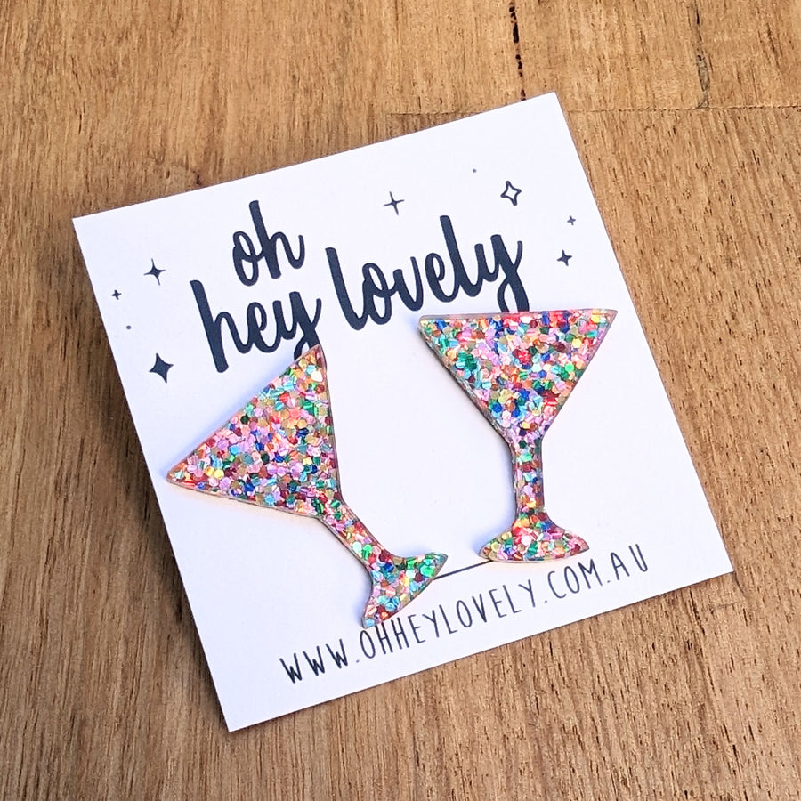 'Cocktail - Rainbow' Statement Stud Earrings