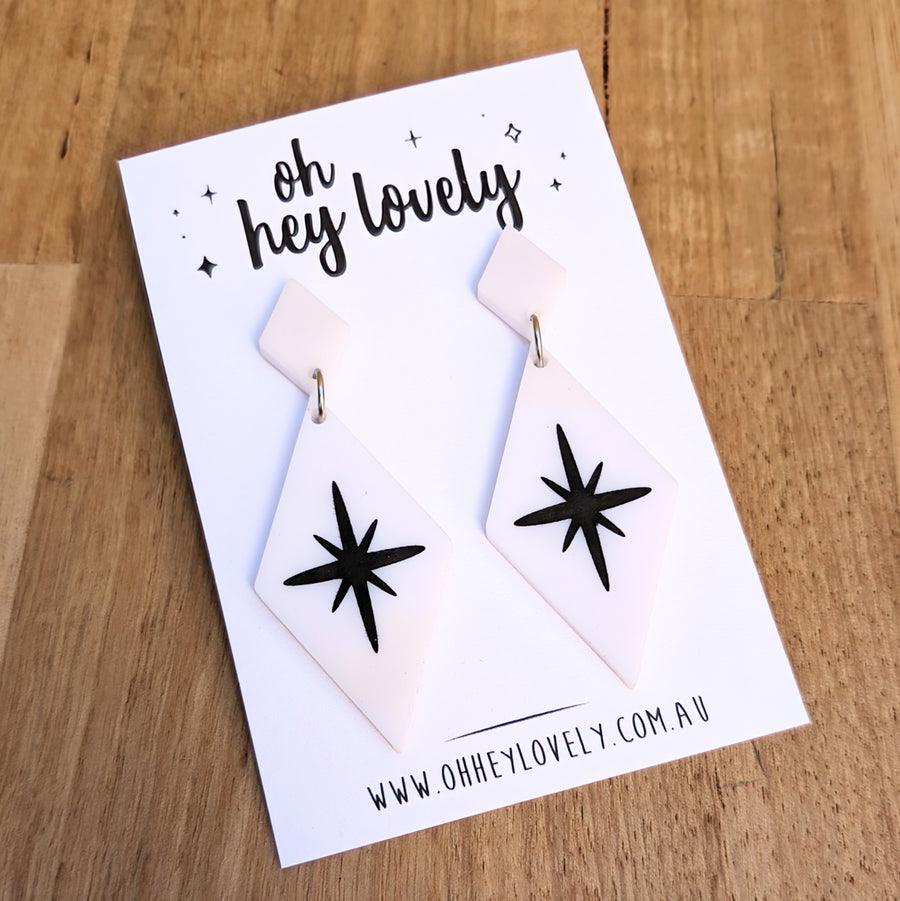 'Starburst - White' Dangle Earrings