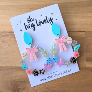 'Easter Wreath' Dangle Earrings