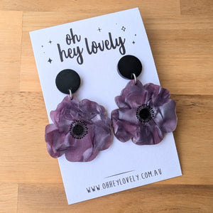 'Poppy - Purple' Dangle Earrings