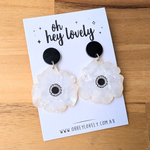 'Poppy - White' Dangle Earrings
