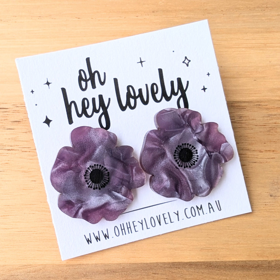 'Poppy - Purple' Statement Stud Earrings