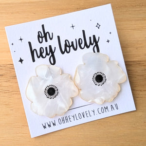 'Poppy - White' Statement Stud Earrings