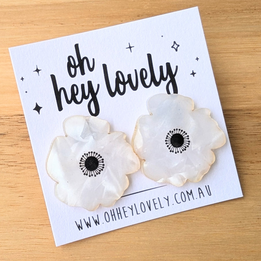 'Poppy - White' Statement Stud Earrings