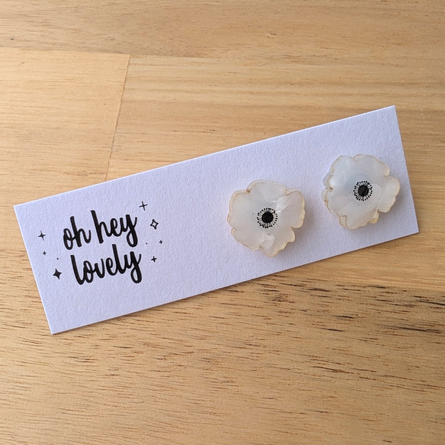 'Poppy - White' Mini Stud Earrings