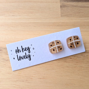 'Hot Cross Buns' Mini Stud Earrings