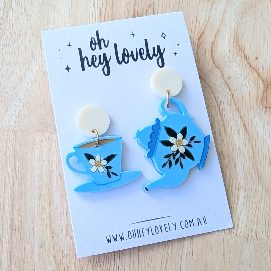 'Tea Cup and Pot' Dangle Earrings