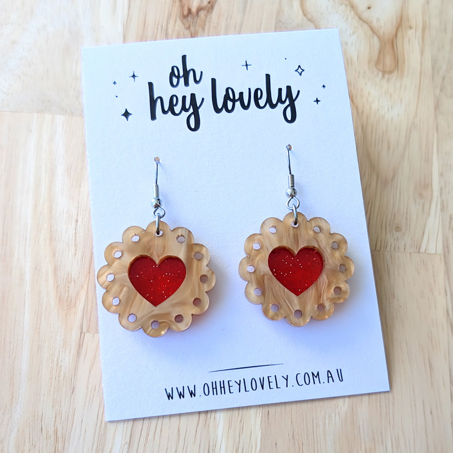 'Heart Jam Biscuits' Dangle Earrings