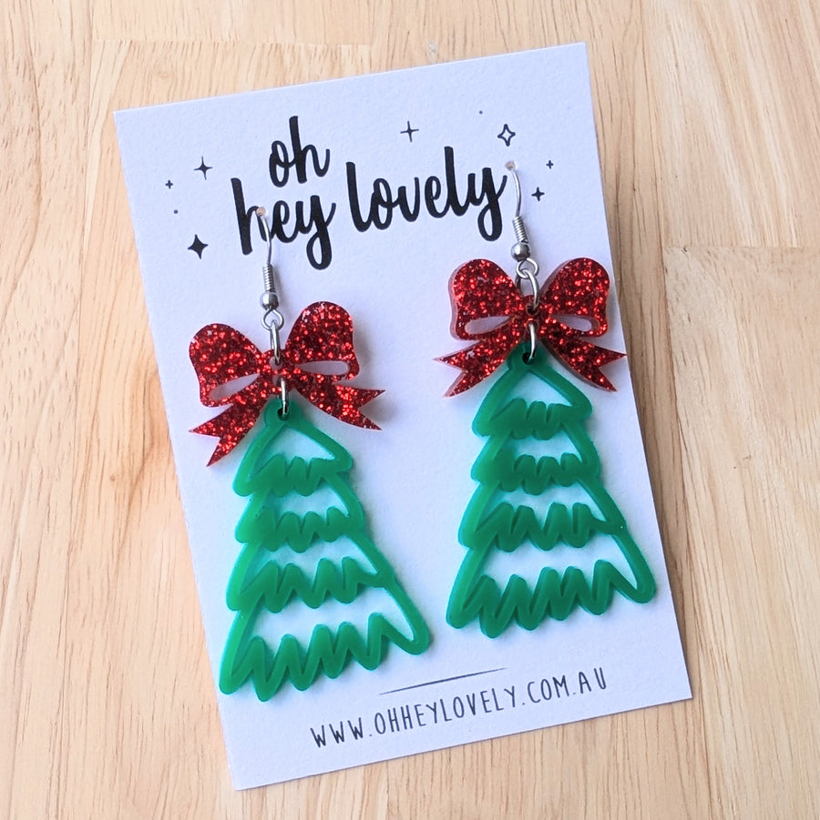 'Christmas Tree - Traditional' Dangle Earrings