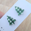 Load image into Gallery viewer, 'Gingham Christmas Tree' Mini Stud Earrings
