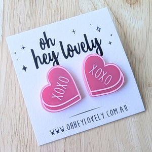 'XOXO Candy Hearts' Statement Stud Earrings