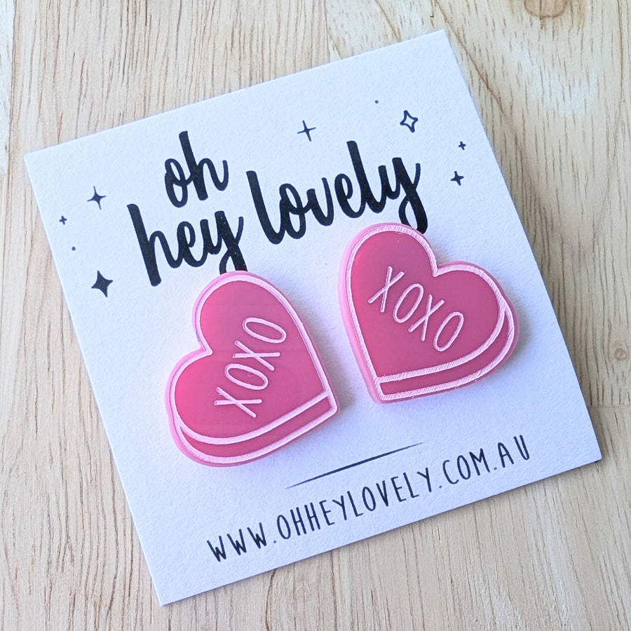 'XOXO Candy Hearts' Statement Stud Earrings