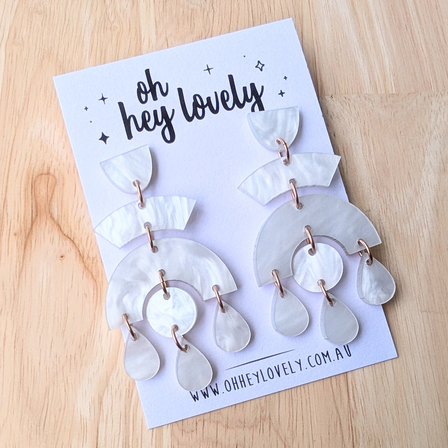 'Athena - White' Dangle Earrings