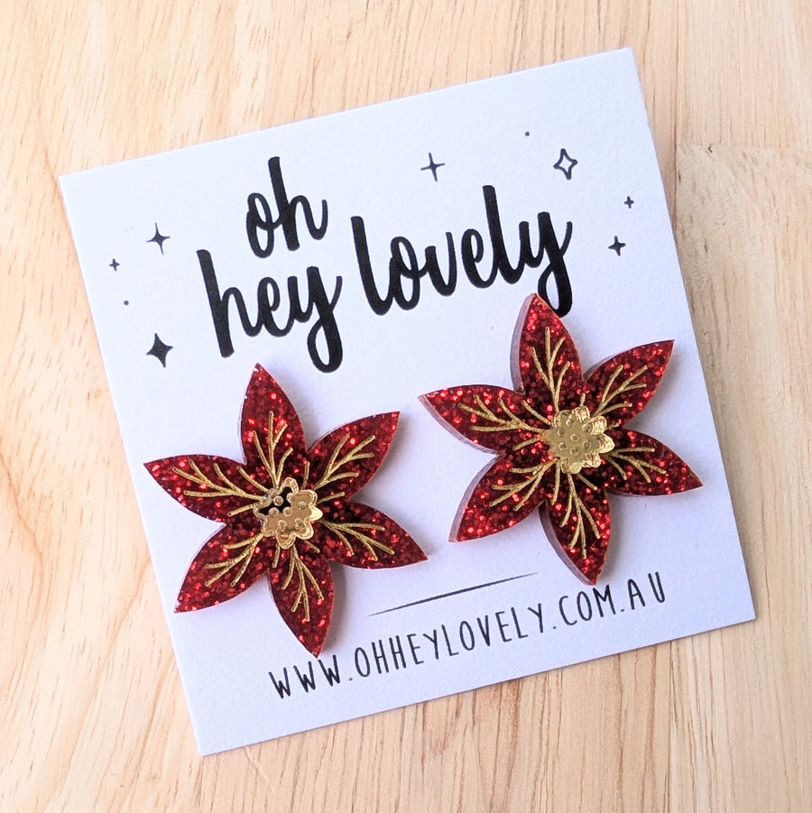 'Poinsettia' Statement Stud Earrings