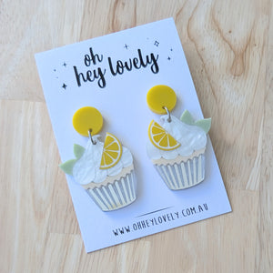 'Lemon Meringue Cupcake' Dangle Earrings