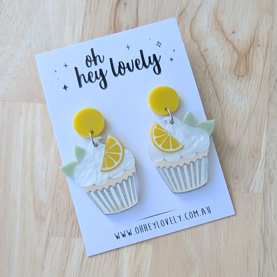 'Lemon Meringue Cupcake' Dangle Earrings