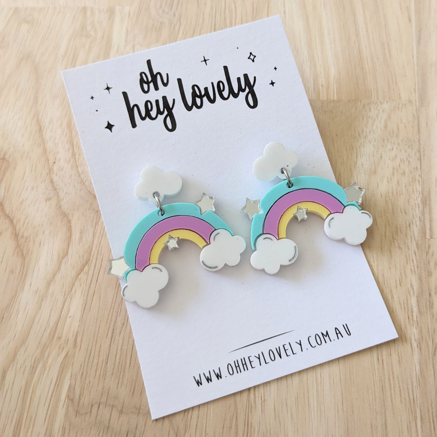 'Pastel Whimsey Rainbow' Dangle Earrings