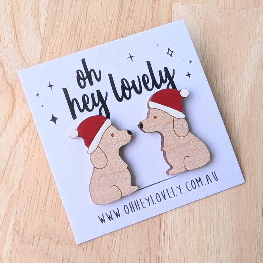 'Festive Doggy' Statement Stud Earrings