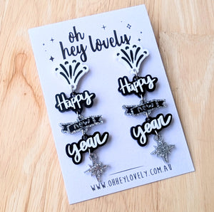 'Happy New Year' Dangle Earrings
