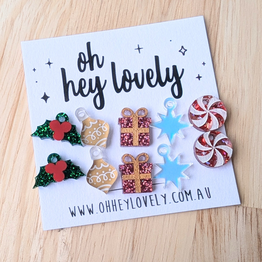 'Holly Jolly Christmas' Sleeper Earring Charms
