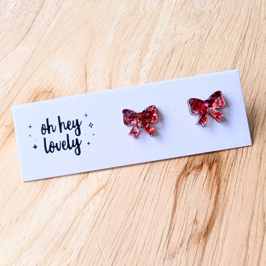 'Mini Bows - Festive' Mini Stud Earrings
