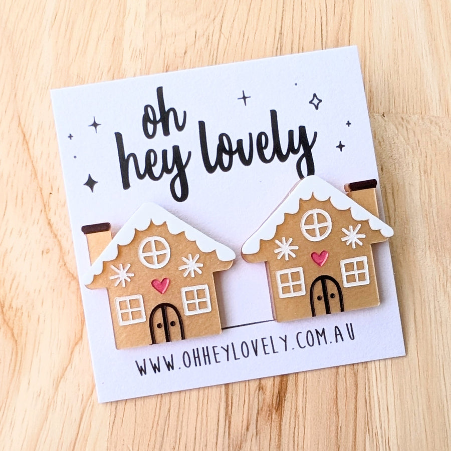 'Gingerbread House' Statement Stud Earrings