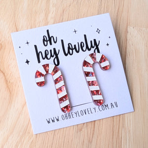 'Candy Cane' Statement Stud Earrings