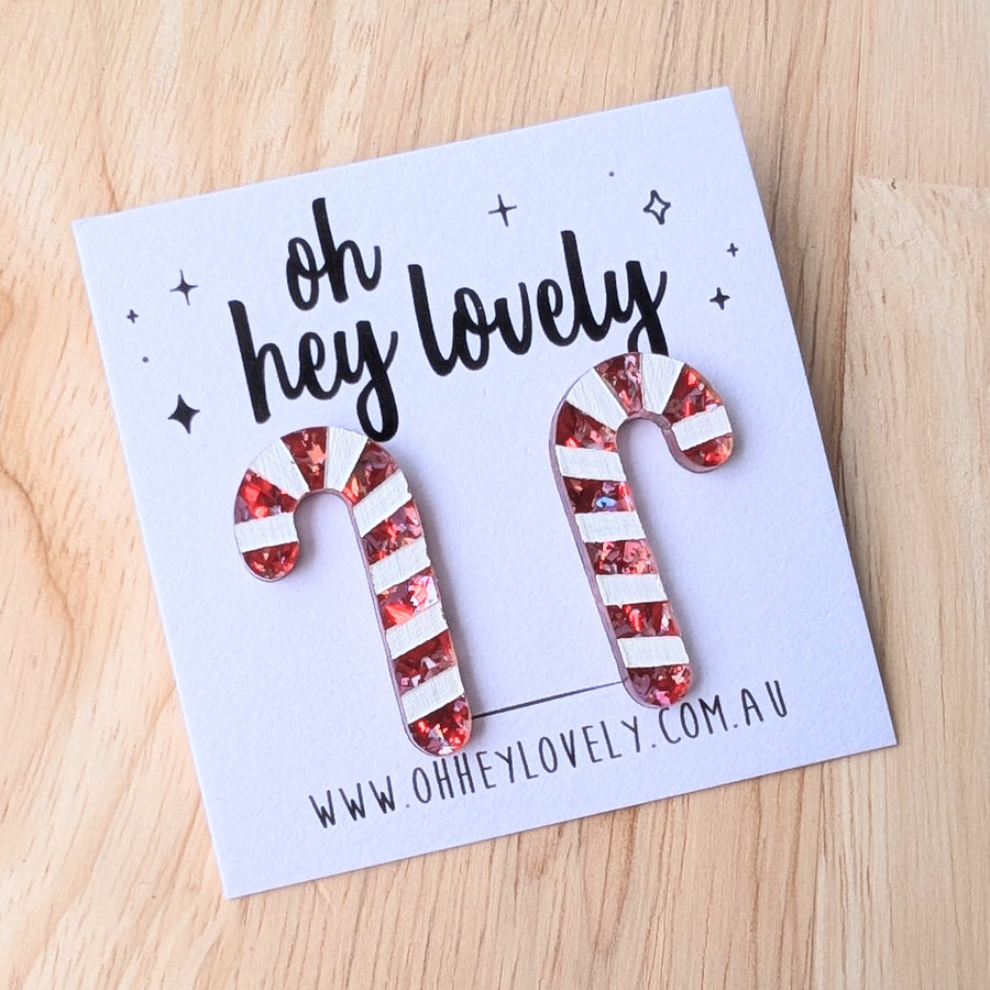 'Candy Cane' Statement Stud Earrings