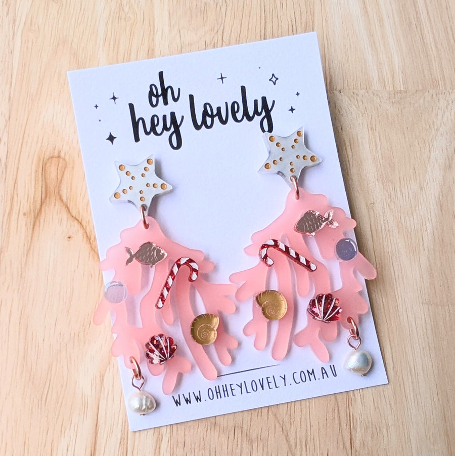'Christmas Coral Reef' Dangle Earrings