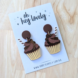 'Mocha Cupcake' Dangle Earrings