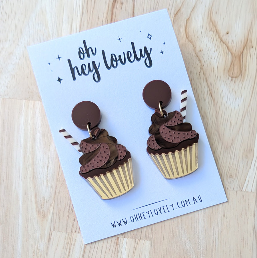 'Mocha Cupcake' Dangle Earrings