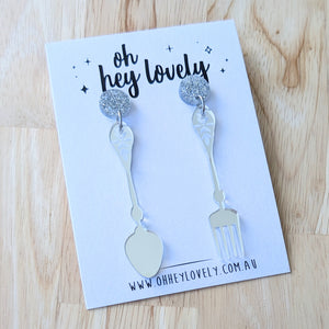'Dessert Fork and Spoon' Dangle Earrings