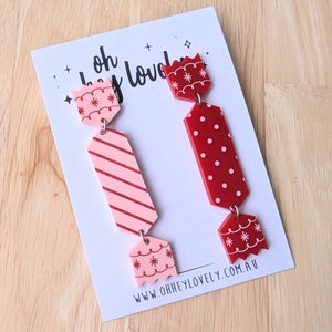 'Festive Bon Bons / Crackers' Dangle Earrings