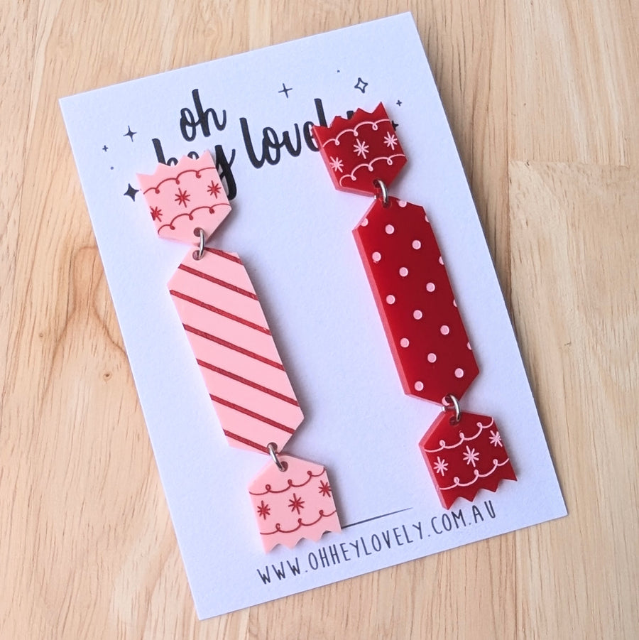 'Festive Bon Bons / Crackers' Dangle Earrings