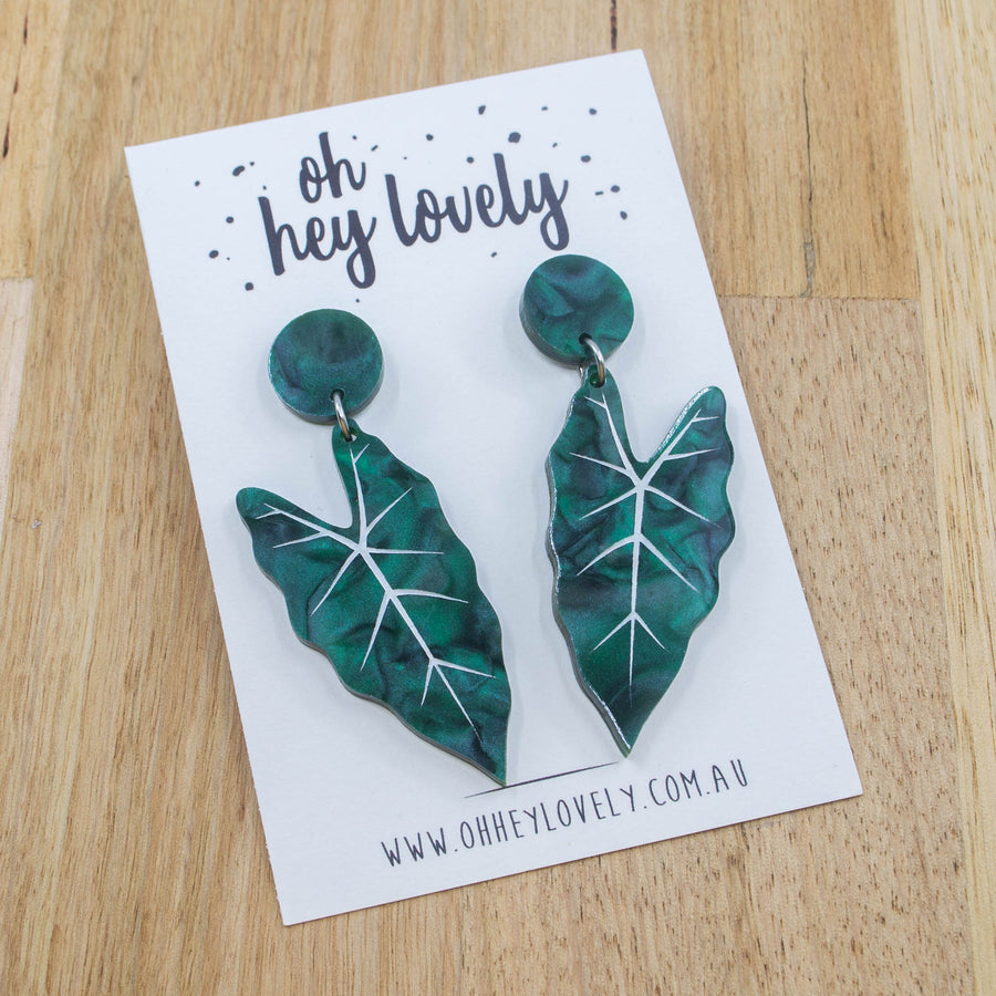 'Alocasia Leaf' Dangle Earrings