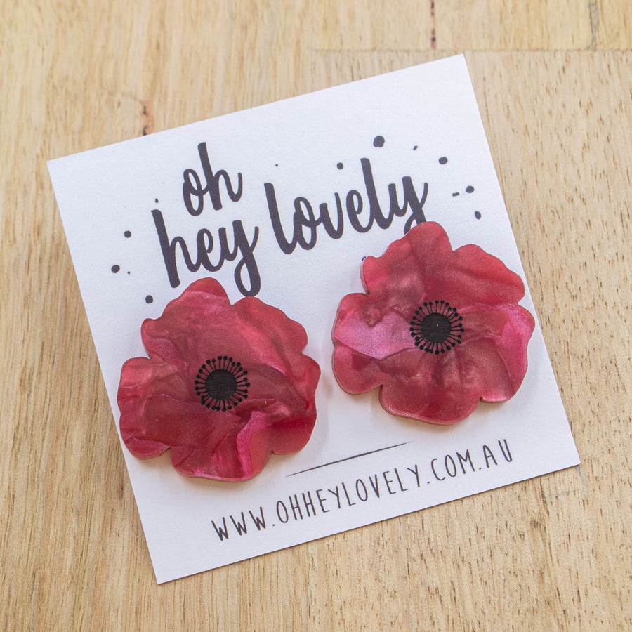 'Poppy - Red' Statement Stud Earrings