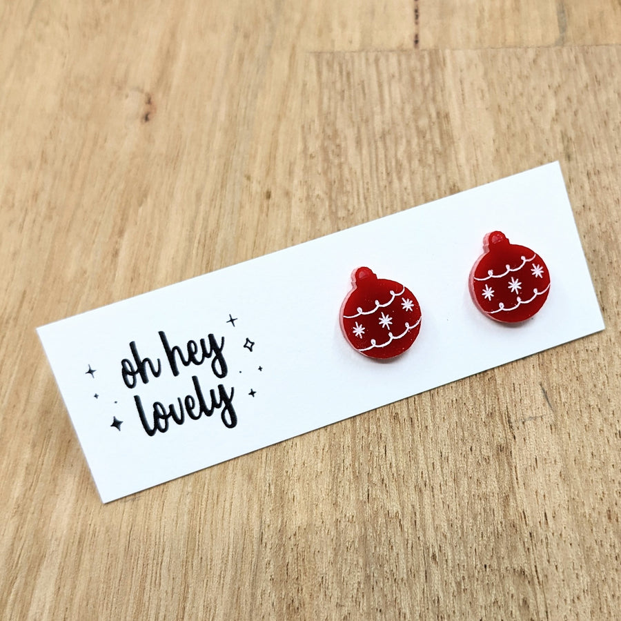 'Vintage Bauble - Red' Mini Stud Earrings